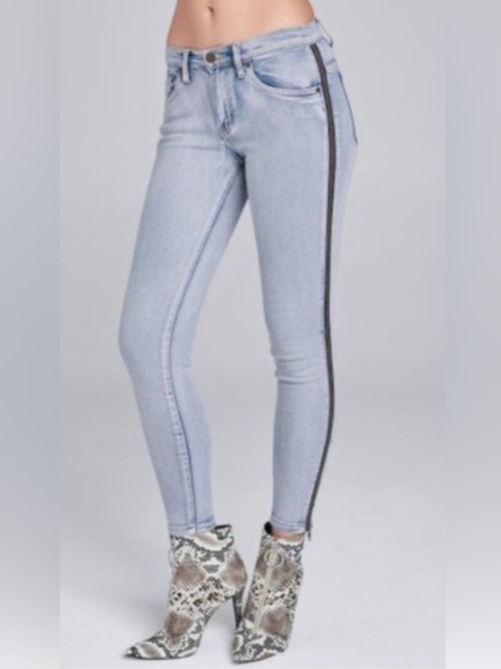 VENUS Light Wash Skinny Jeans with Black Side Stripe